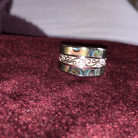 Jewelry - Silver Abalone Inlay Ring. 925